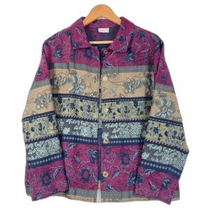 Vintage Koret Jacket 90s Jacquard Tapestry Floral Stripe Women’s 10 Medium